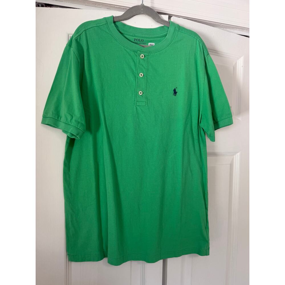 Polo Ralph Lauren - Boys - Green Henley Crew Neck Tee T shirt - Size L 14-16